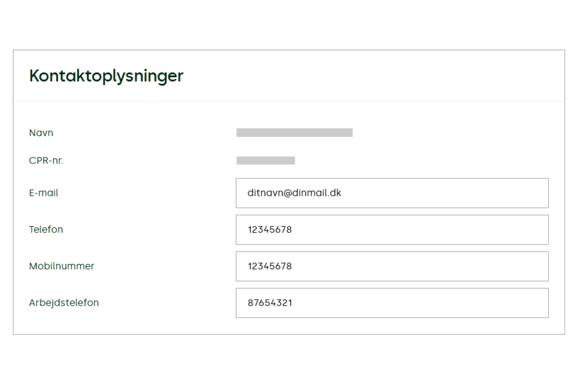 Min side - Kontaktoplysninger